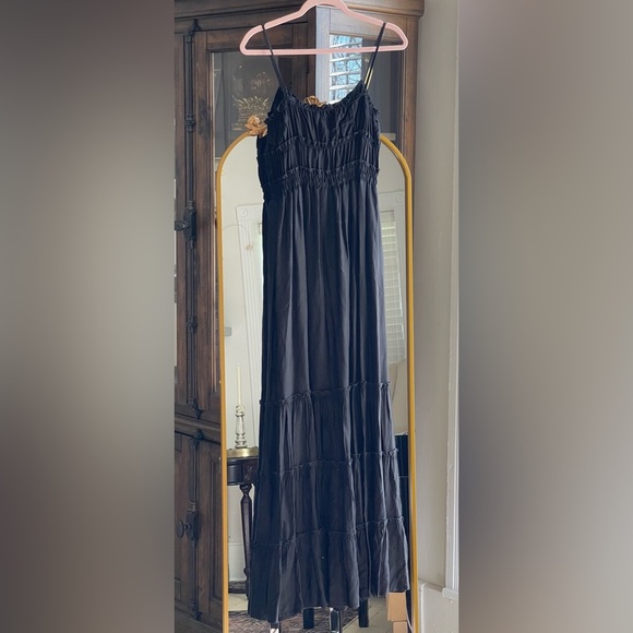 NWT The Kooples Size 1 (small) Long Black Maxi Dress With Velvet Bows - Picture 6 of 7